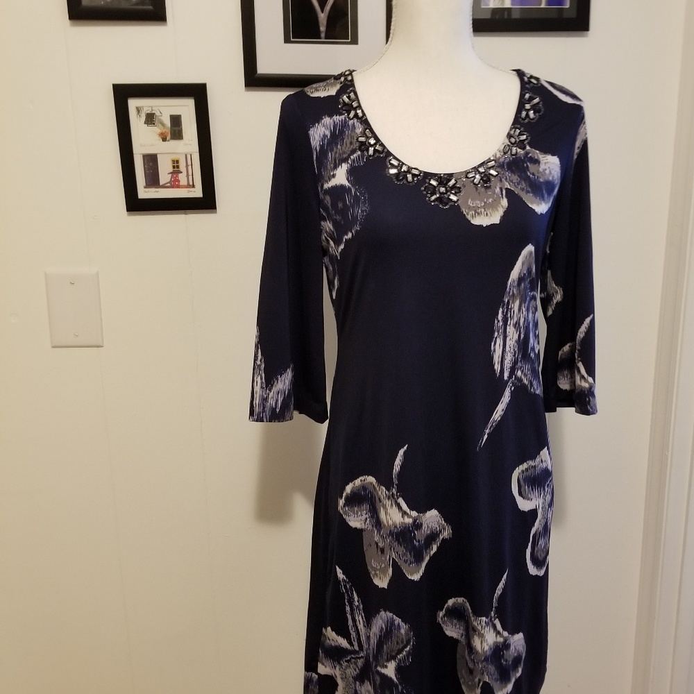 INC International Concepts Navy floral dress